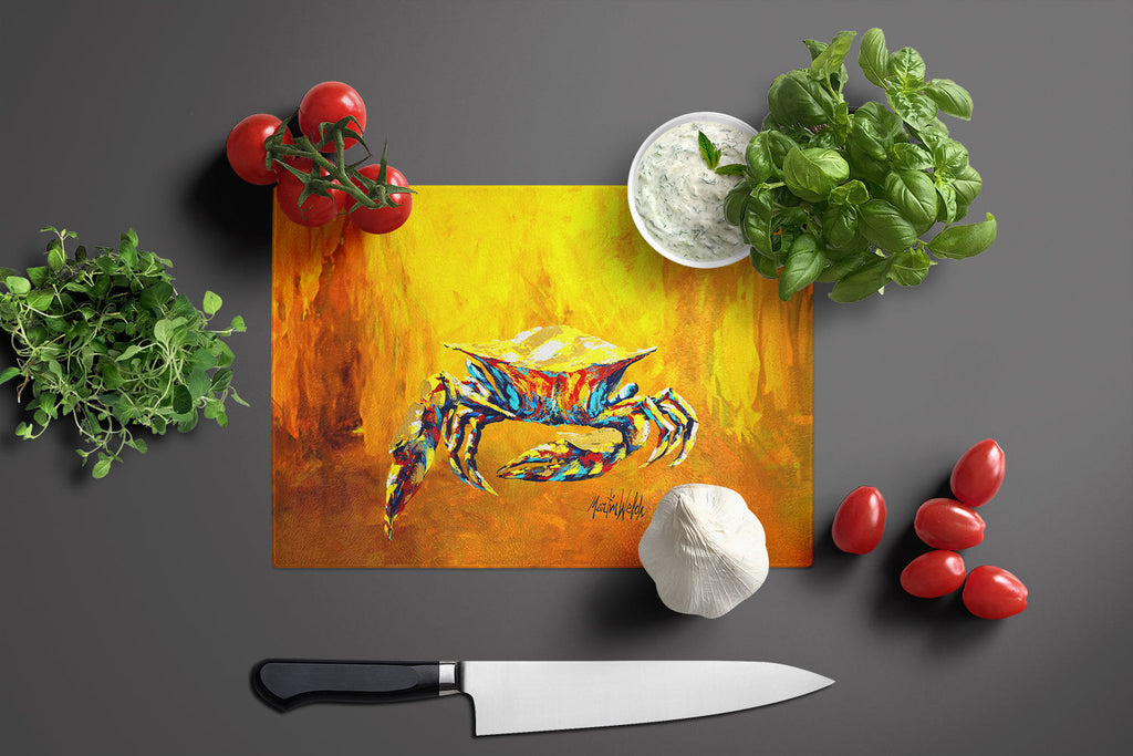 Crab Called the Bigger Jigger Cutting Board Tempered Glass Kitchen Cutting Surface, Heat Resistant Chopping, Non-Slip Feet, Food Prep & Serving