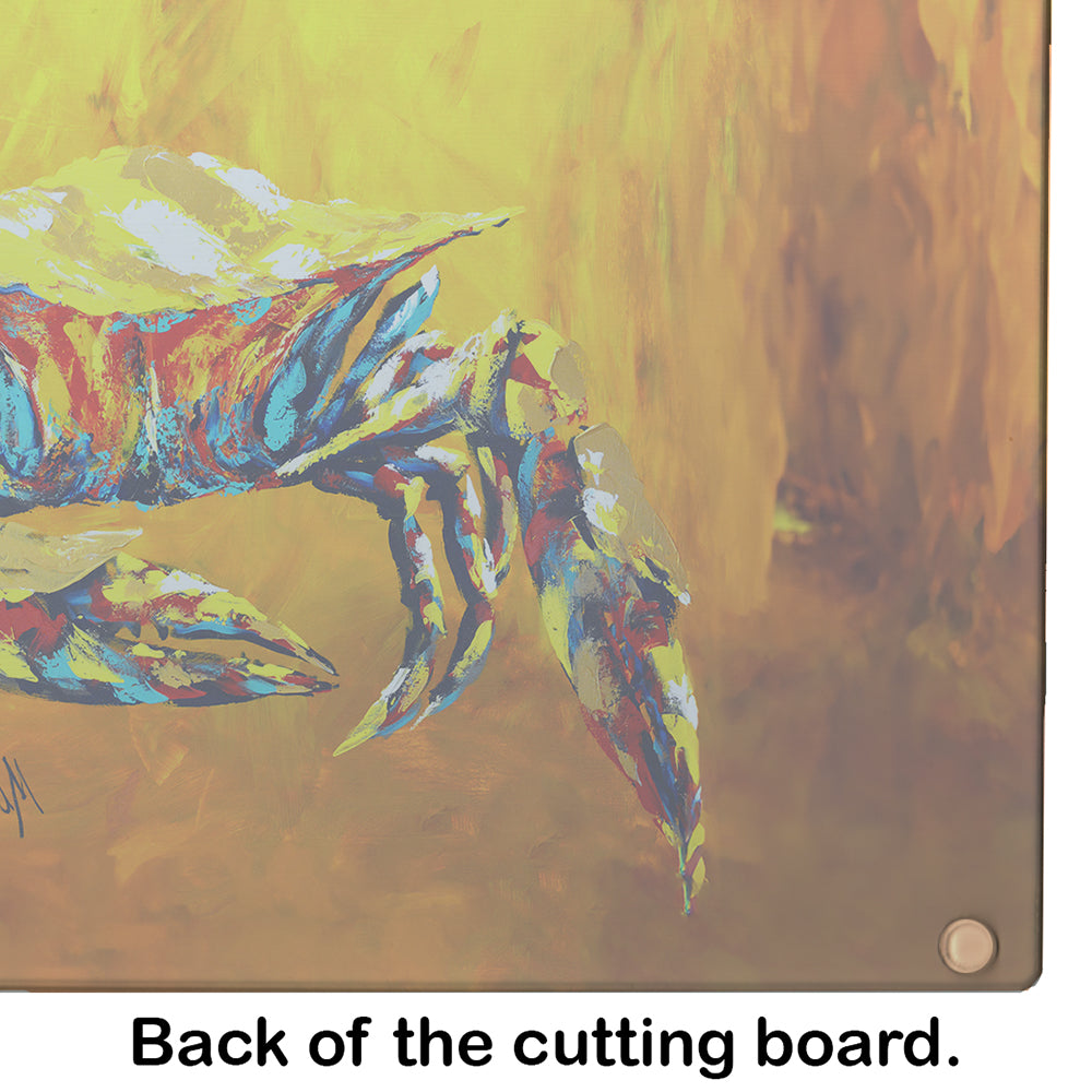 Crab Called the Bigger Jigger Cutting Board Tempered Glass Kitchen Cutting Surface, Heat Resistant Chopping, Non-Slip Feet, Food Prep & Serving