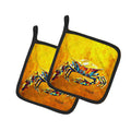Crab Called the Bigger Jigger Pot Holder Set of 2 Heat Resistant Quilted Hot Pads 7.5 x 7.5 Inch, Insulated Kitchen Trivets for Cooking & Baking