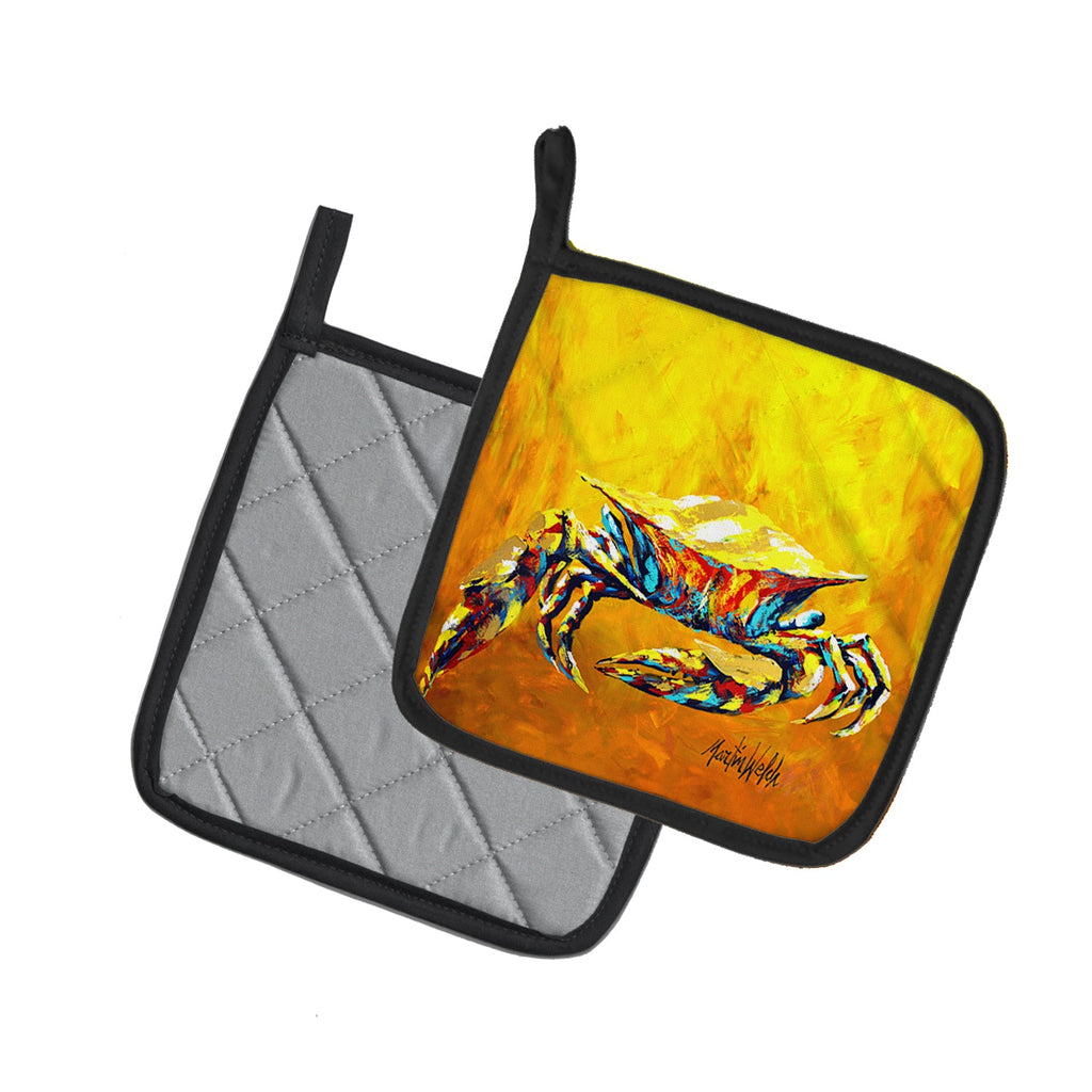Crab Called the Bigger Jigger Pot Holder Set of 2 Heat Resistant Quilted Hot Pads 7.5 x 7.5 Inch, Insulated Kitchen Trivets for Cooking & Baking