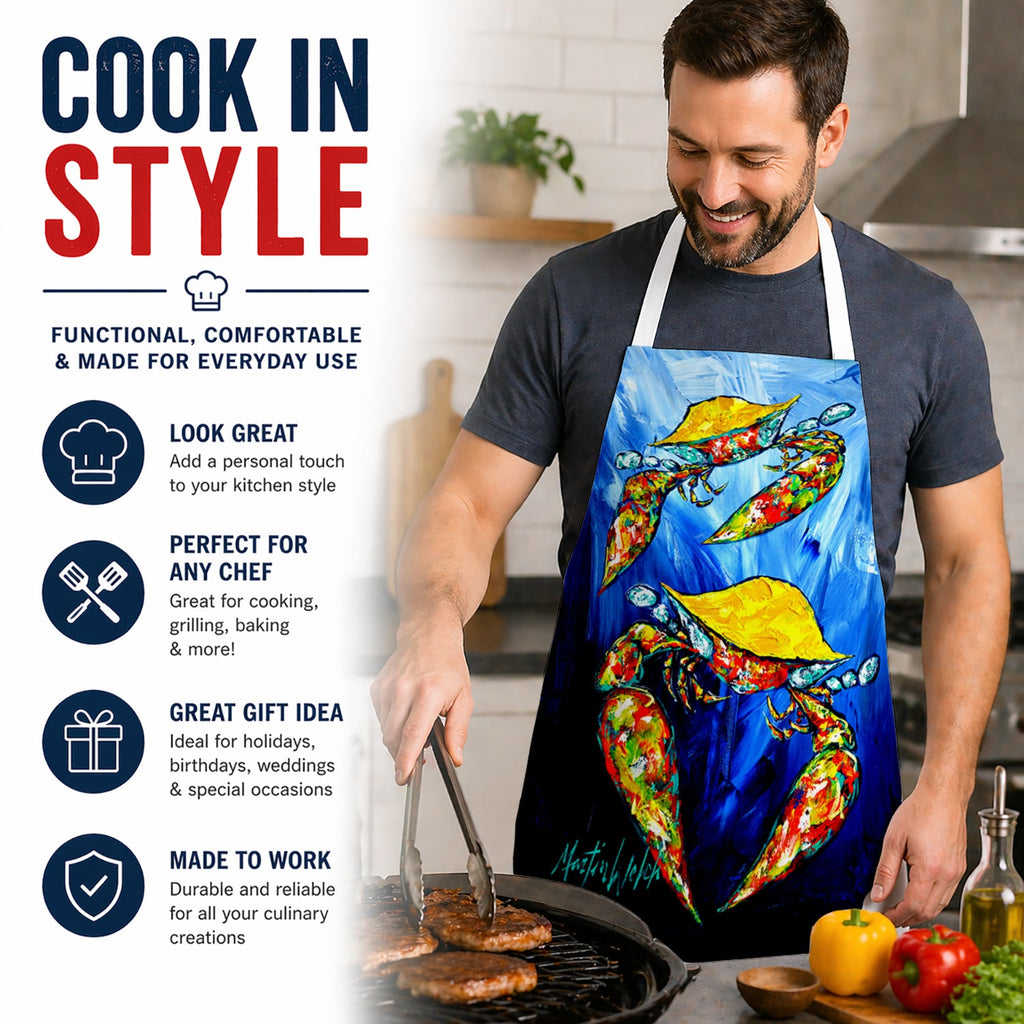 Crab Fair Apron Cooking Kitchen Server Baking Crafts Gardening for Adult Women Men, Unisex, Large, Multicolor