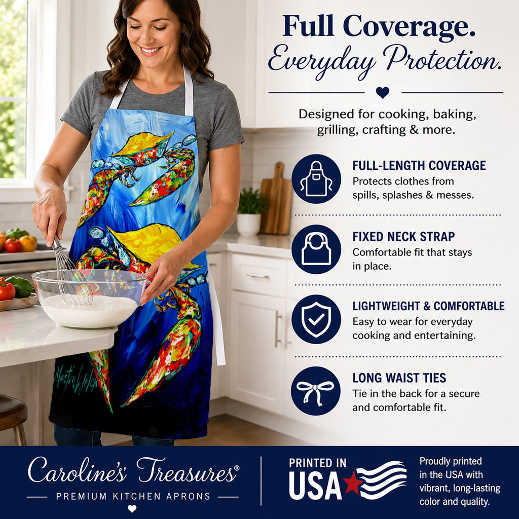 Crab Fair Apron Cooking Kitchen Server Baking Crafts Gardening for Adult Women Men, Unisex, Large, Multicolor
