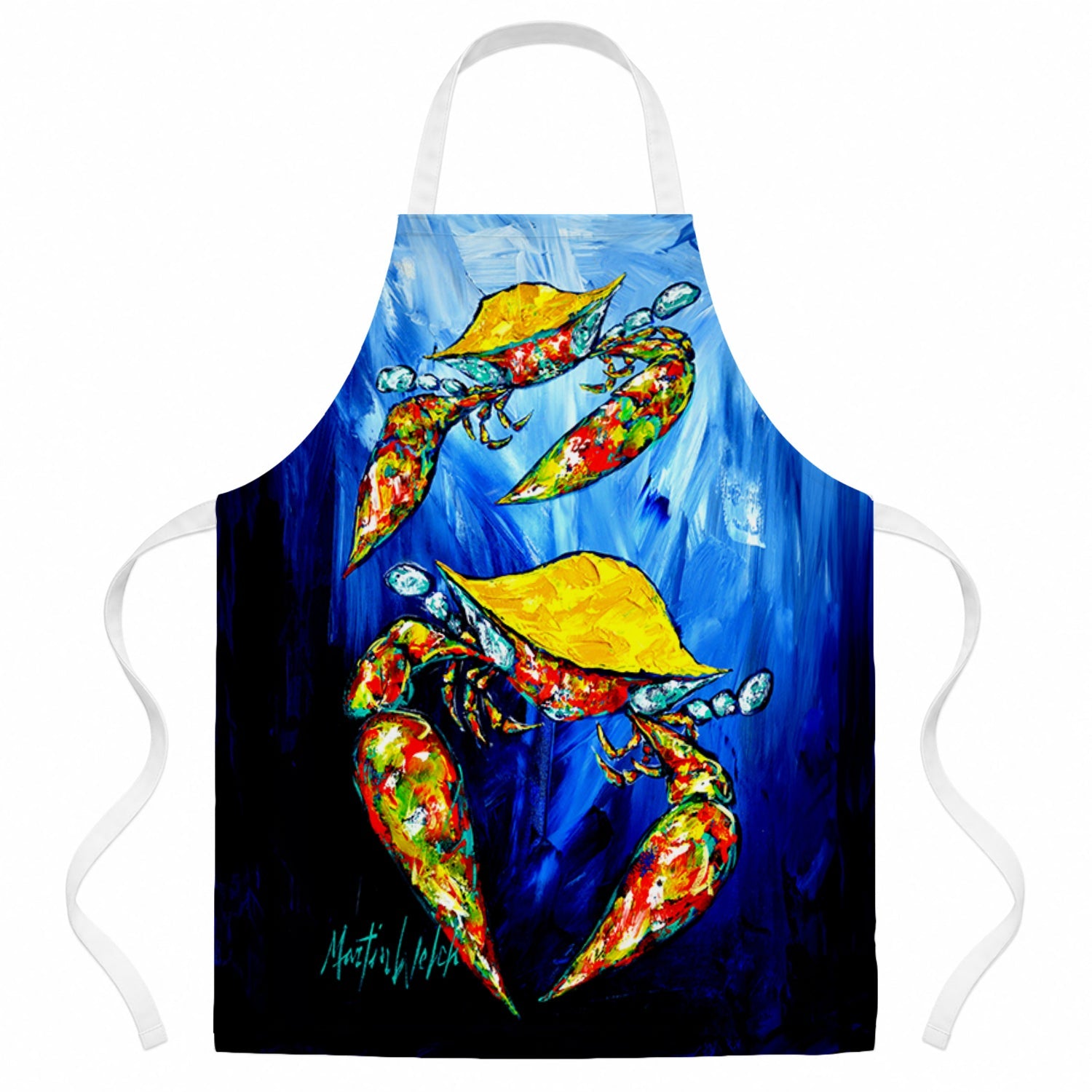 Crab Fair Apron Cooking Kitchen Server Baking Crafts Gardening for Adult Women Men, Unisex, Large, Multicolor