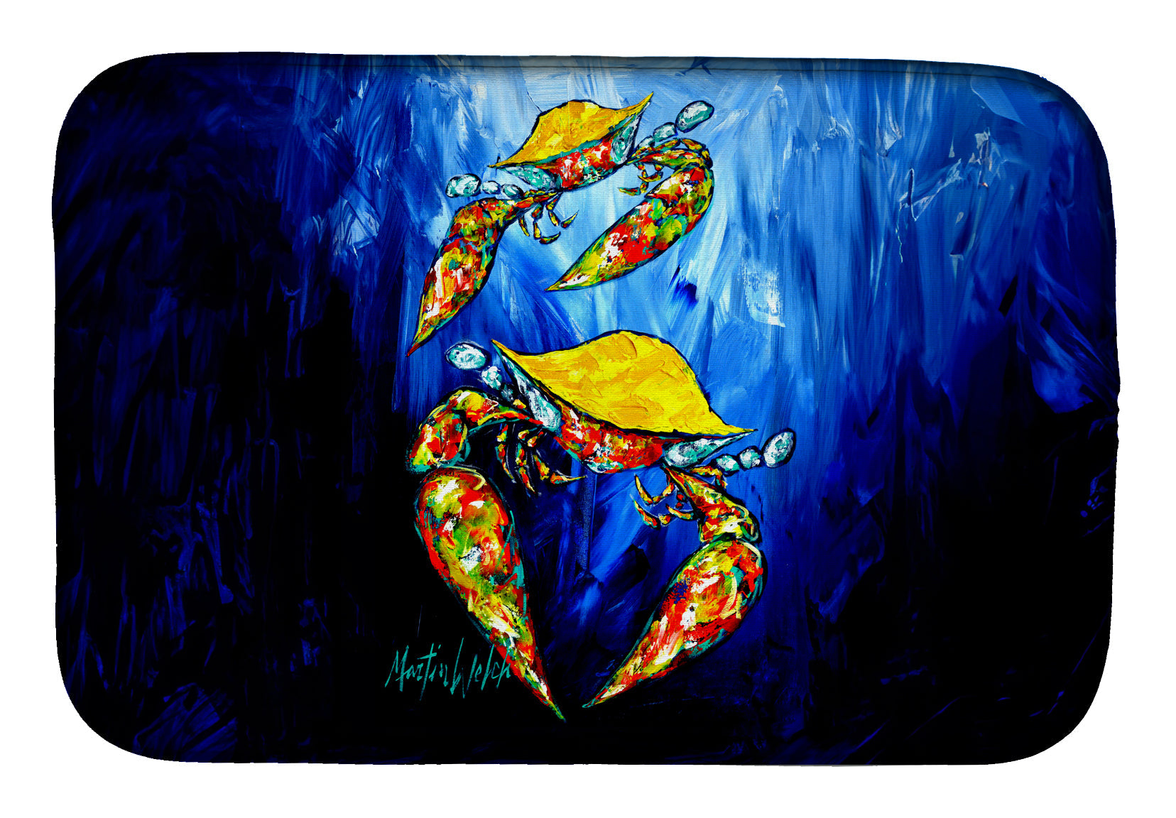 Crab Fair Dish Drying Mat Absorbent Dish Drying Mat Pad for Kitchen Counter Dish Drainer Mat for Countertop, 14 x 21", Multicolor