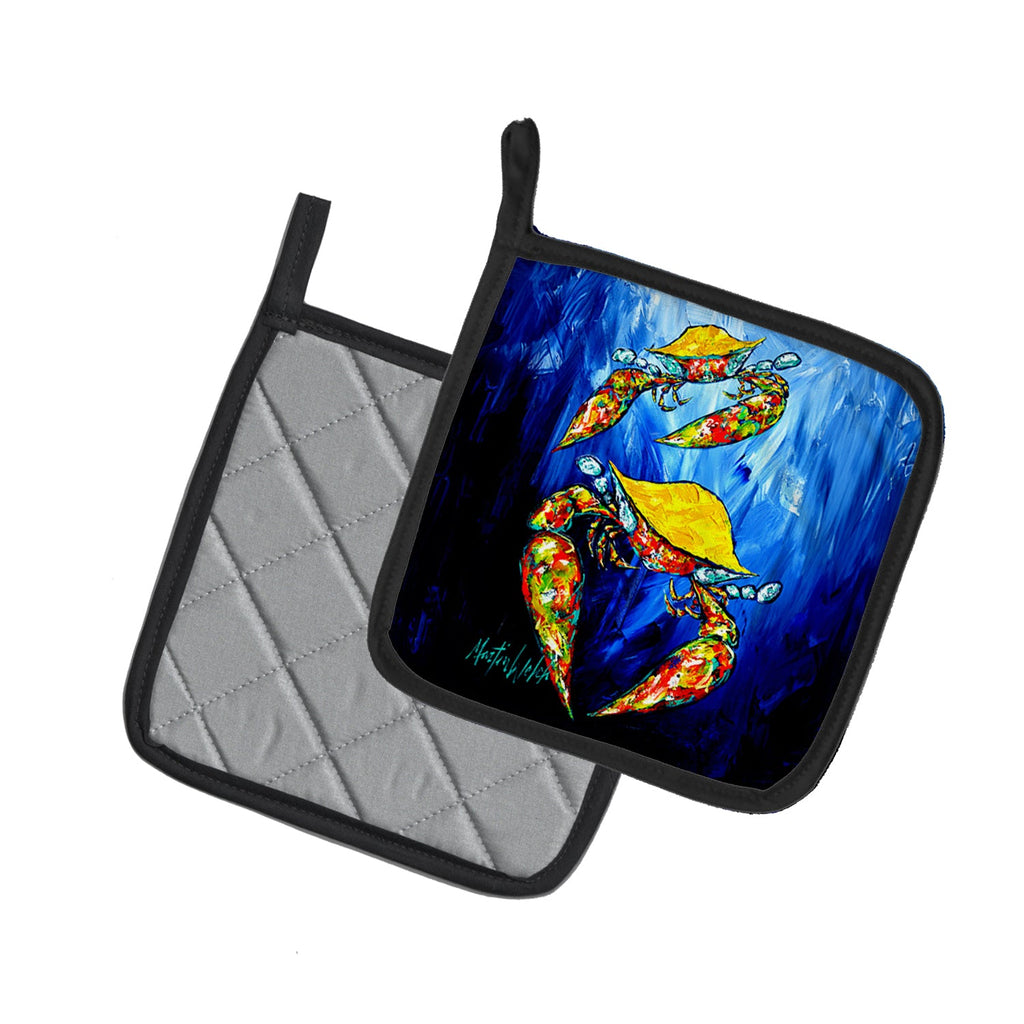 Crab Fair Pot Holder Set of 2 Heat Resistant Quilted Hot Pads 7.5 x 7.5 Inch, Insulated Kitchen Trivets for Cooking & Baking