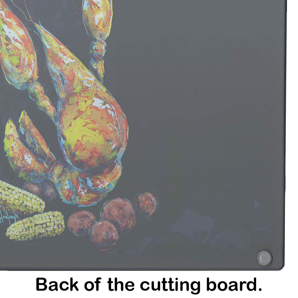 Crawfish Boiling Pot Cutting Board Tempered Glass Kitchen Cutting Surface, Heat Resistant Chopping, Non-Slip Feet, Food Prep & Serving