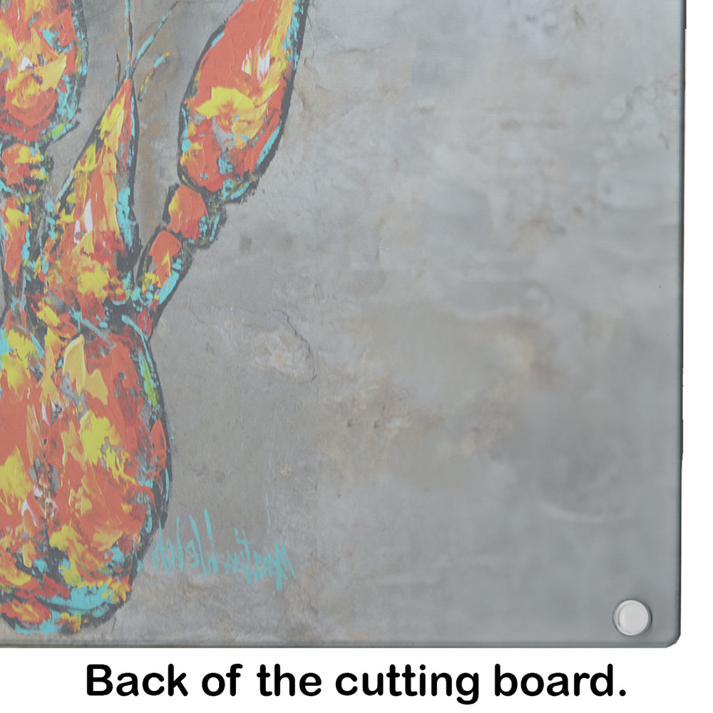 Crawfish From Arabi Cutting Board Tempered Glass Kitchen Cutting Surface, Heat Resistant Chopping, Non-Slip Feet, Food Prep & Serving