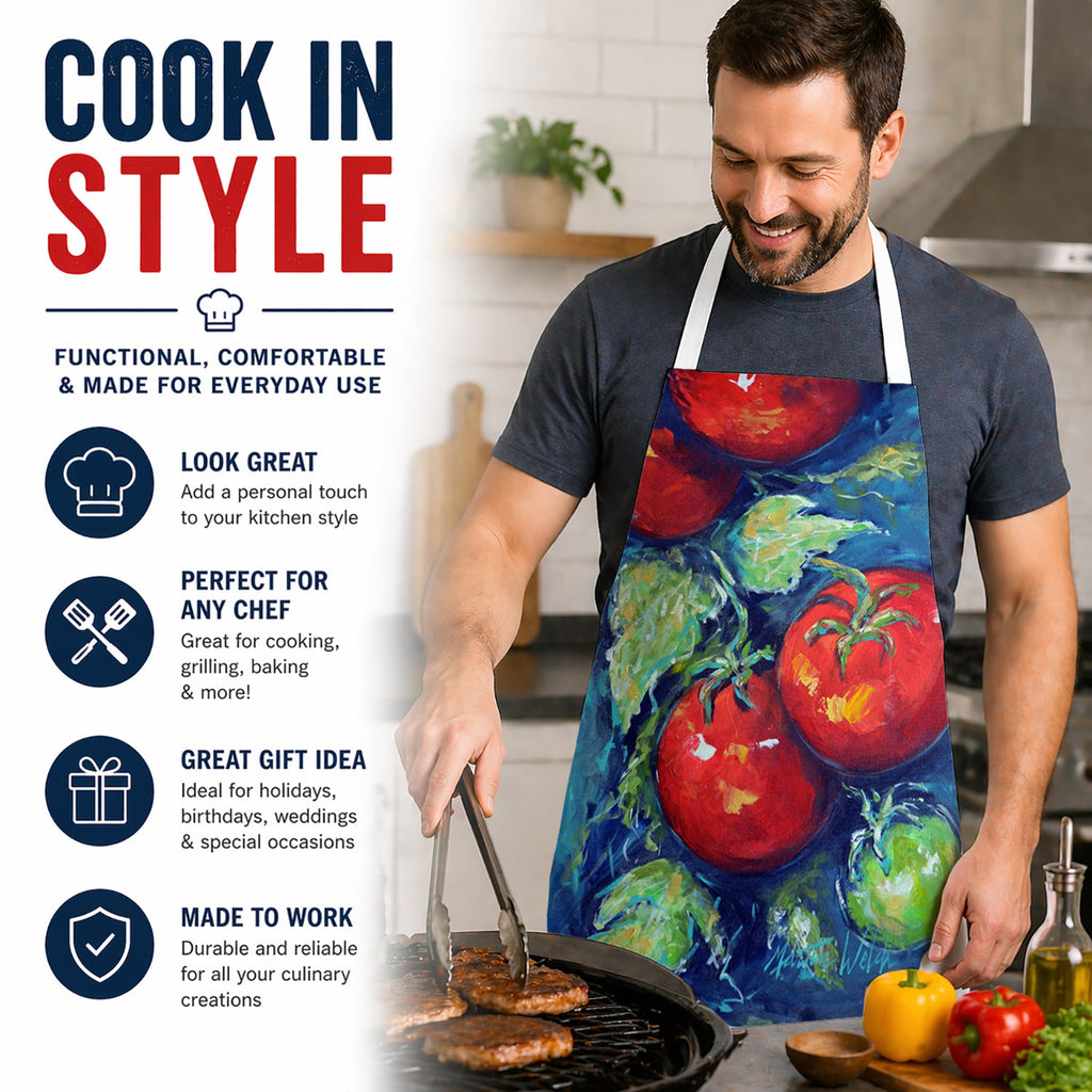 Creole Tomatoes Apron Cooking Kitchen Server Baking Crafts Gardening for Adult Women Men, Unisex, Large, Multicolor