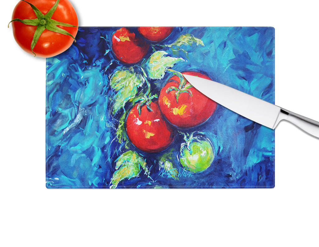 Creole Tomatoes Cutting Board Tempered Glass Kitchen Cutting Surface, Heat Resistant Chopping, Non-Slip Feet, Food Prep & Serving