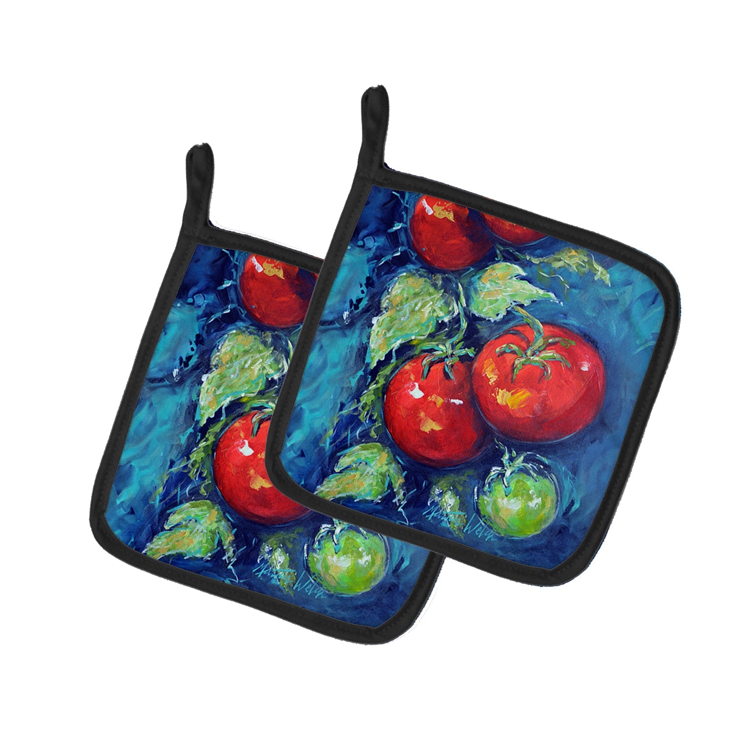 Creole Tomatoes Pot Holder Set of 2 Heat Resistant Quilted Hot Pads 7.5 x 7.5 Inch, Insulated Kitchen Trivets for Cooking & Baking