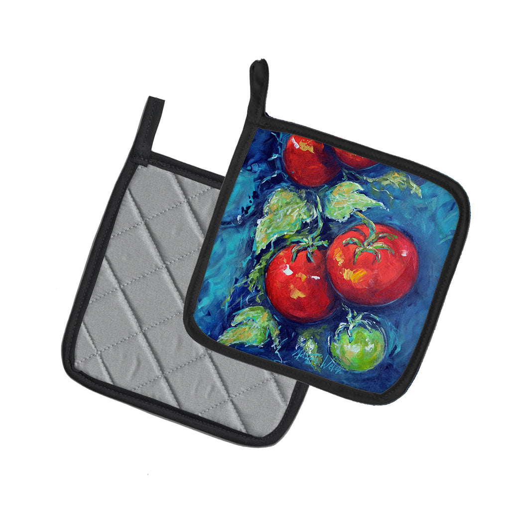 Creole Tomatoes Pot Holder Set of 2 Heat Resistant Quilted Hot Pads 7.5 x 7.5 Inch, Insulated Kitchen Trivets for Cooking & Baking