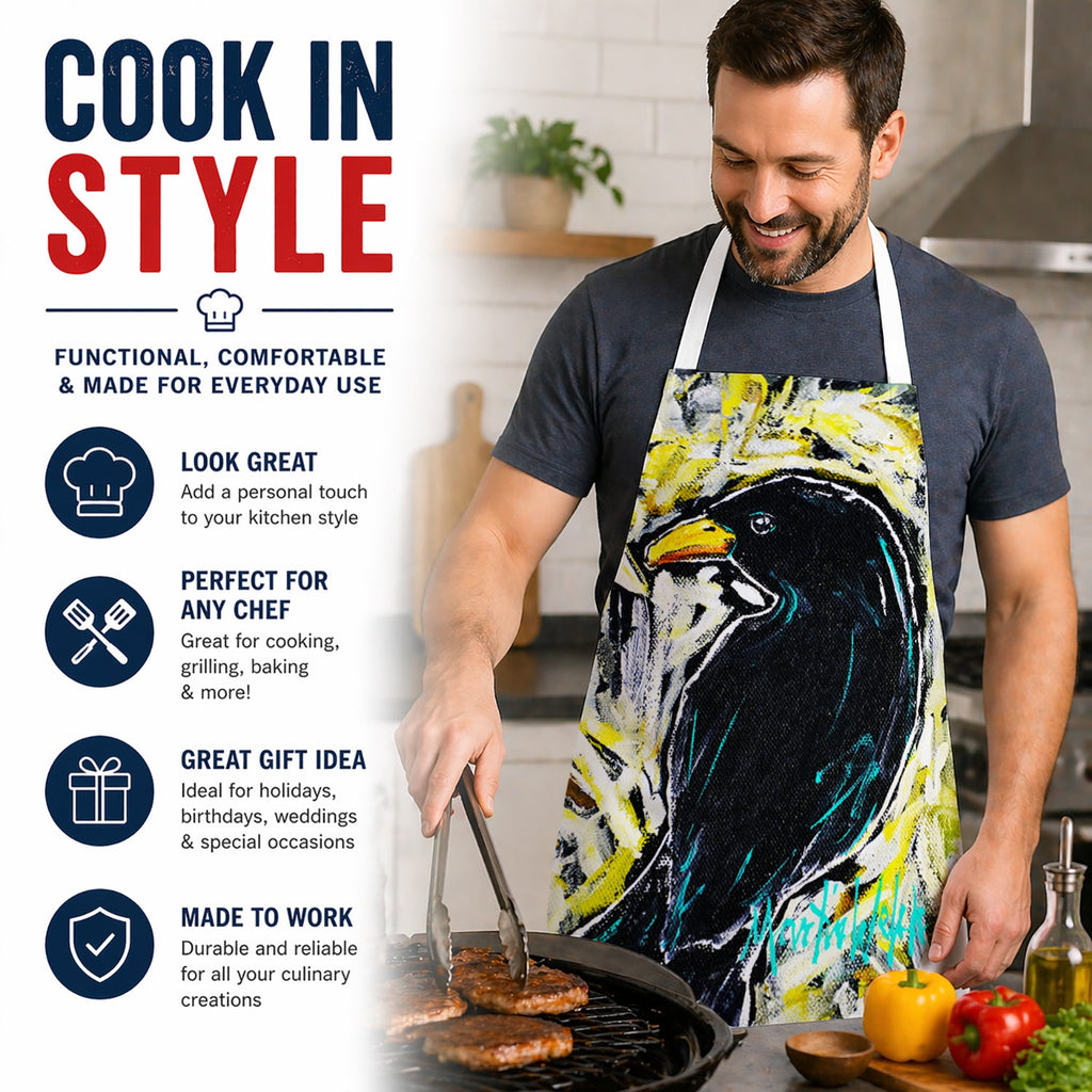 Crow Adam Apron Cooking Kitchen Server Baking Crafts Gardening for Adult Women Men, Unisex, Large, Multicolor