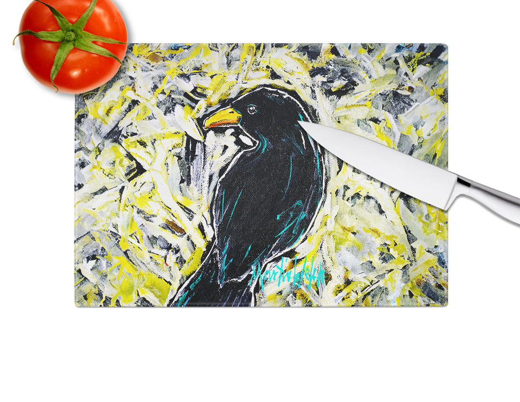Crow Adam Cutting Board Tempered Glass Kitchen Cutting Surface, Heat Resistant Chopping, Non-Slip Feet, Food Prep & Serving