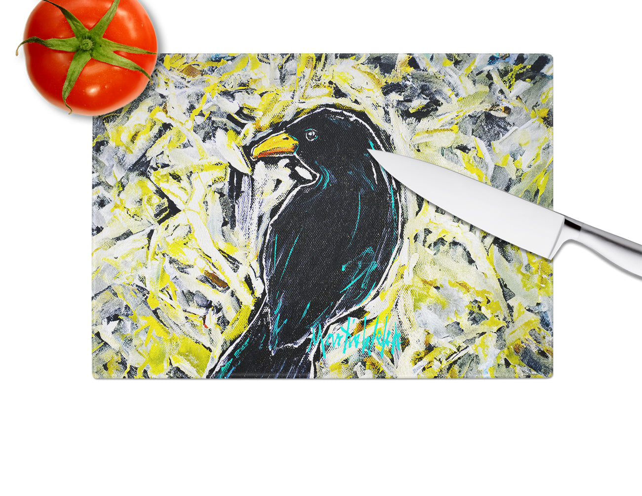 Crow Adam Cutting Board Tempered Glass Kitchen Cutting Surface, Heat Resistant Chopping, Non-Slip Feet, Food Prep & Serving