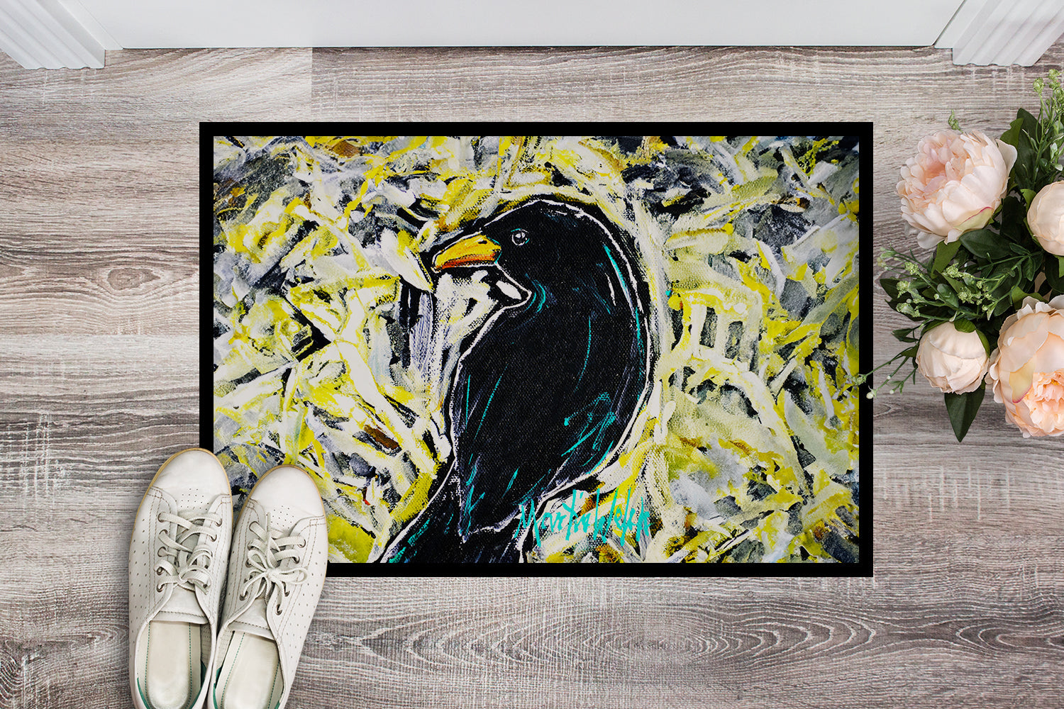 Crow Adam Doormat Indoor Outdoor 18H X 27W Front Door Mat Rugs for Entryway, Non Slip Washable