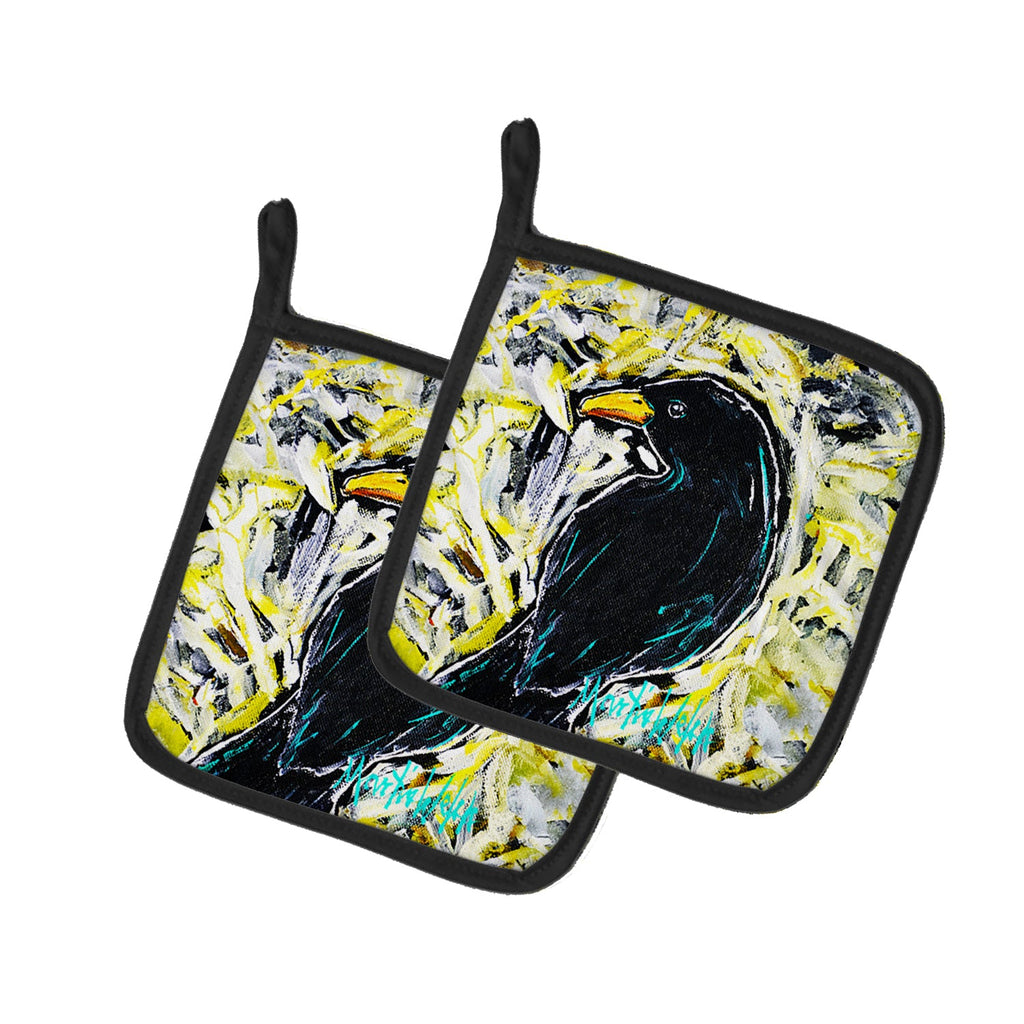 Crow Adam Pot Holder Set of 2 Heat Resistant Quilted Hot Pads 7.5 x 7.5 Inch, Insulated Kitchen Trivets for Cooking & Baking