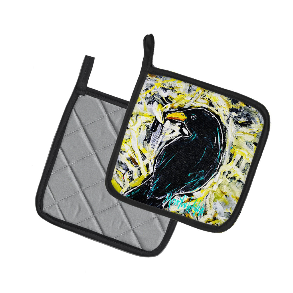 Crow Adam Pot Holder Set of 2 Heat Resistant Quilted Hot Pads 7.5 x 7.5 Inch, Insulated Kitchen Trivets for Cooking & Baking