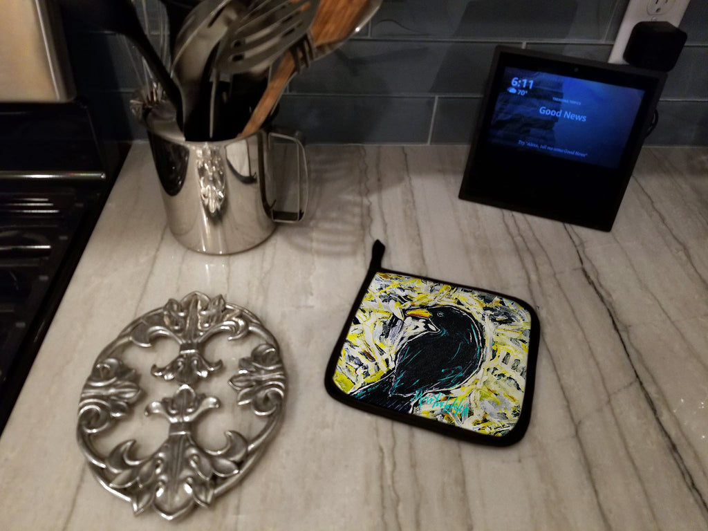 Crow Adam Pot Holder Set of 2 Heat Resistant Quilted Hot Pads 7.5 x 7.5 Inch, Insulated Kitchen Trivets for Cooking & Baking