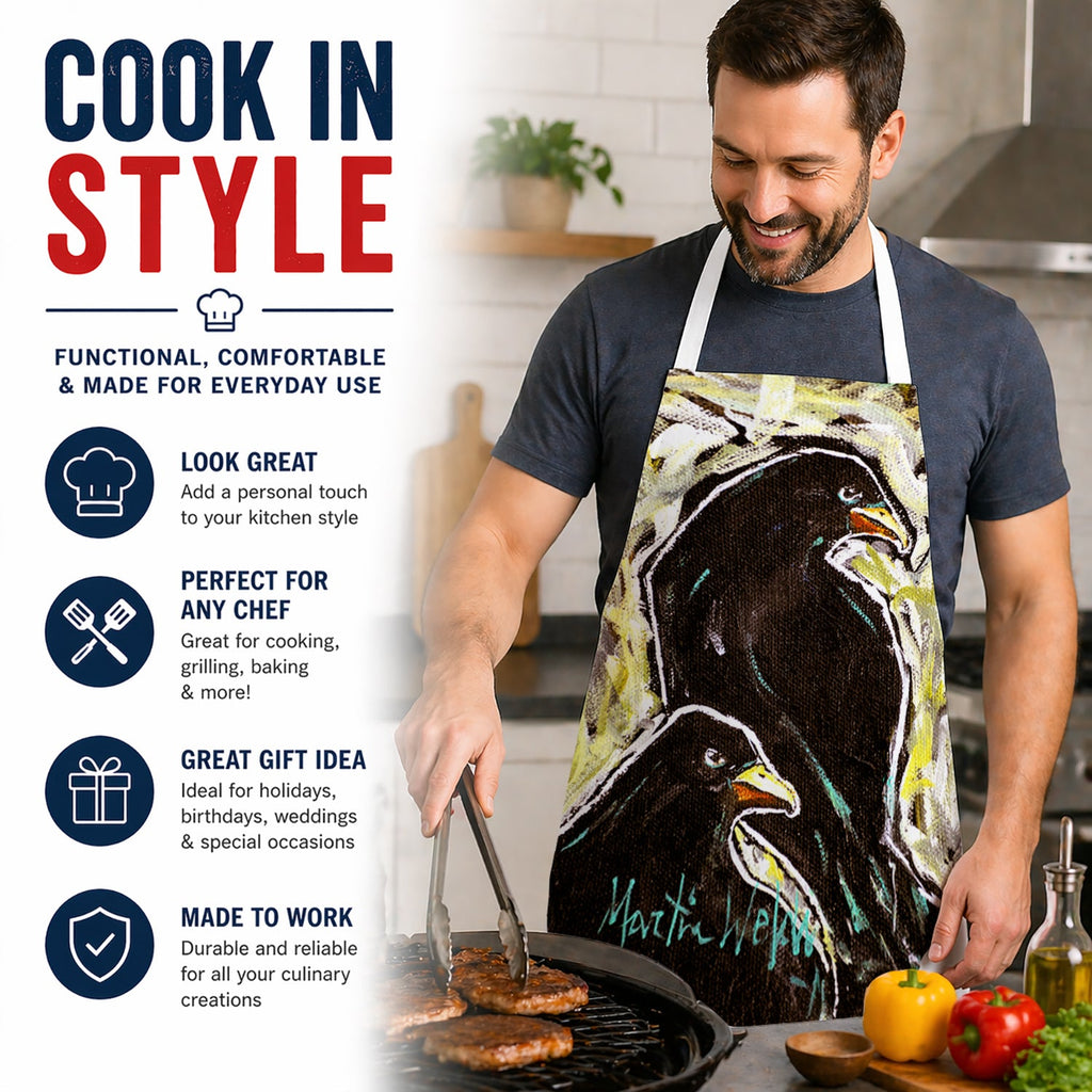 Crows Matt and Chester Apron Cooking Kitchen Server Baking Crafts Gardening for Adult Women Men, Unisex, Large, Multicolor