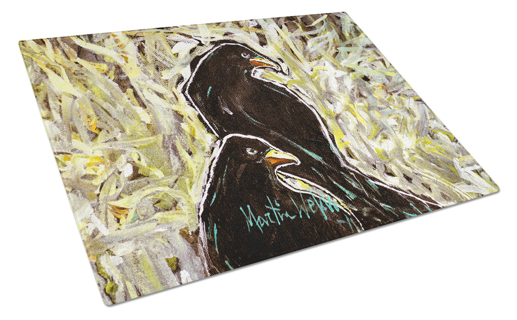 Crows Matt and Chester Cutting Board Tempered Glass Kitchen Cutting Surface, Heat Resistant Chopping, Non-Slip Feet, Food Prep & Serving