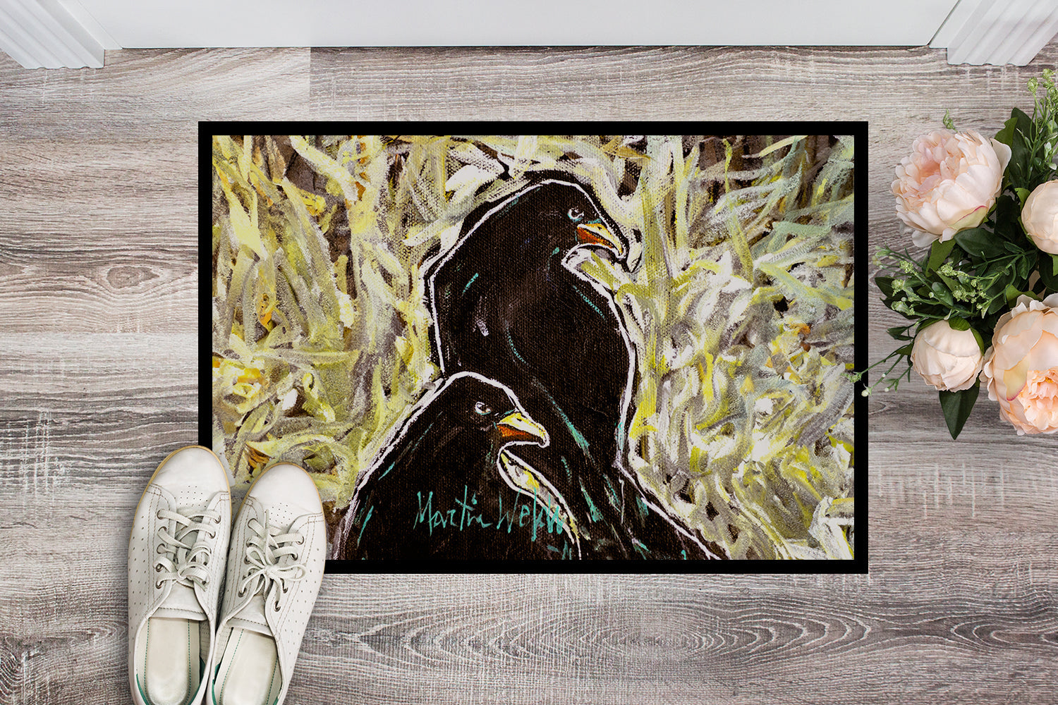 Crows Matt and Chester Doormat Indoor Outdoor 18H X 27W Front Door Mat Rugs for Entryway, Non Slip Washable