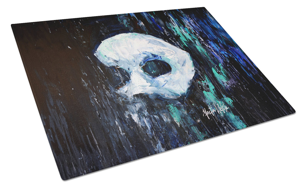 Cryptic Mask Cutting Board Tempered Glass Kitchen Cutting Surface, Heat Resistant Chopping, Non-Slip Feet, Food Prep & Serving