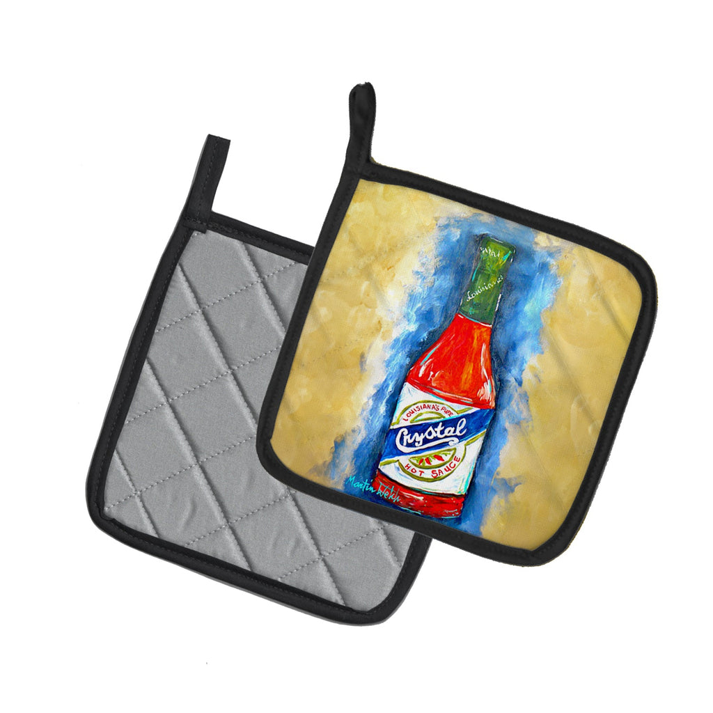 Hot Sauce Crystal Blue Pot Holder Set of 2 Heat Resistant Quilted Hot Pads 7.5 x 7.5 Inch, Insulated Kitchen Trivets for Cooking & Baking