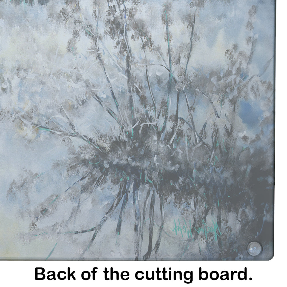 Early Morning Cutting Board Tempered Glass Kitchen Cutting Surface, Heat Resistant Chopping, Non-Slip Feet, Food Prep & Serving