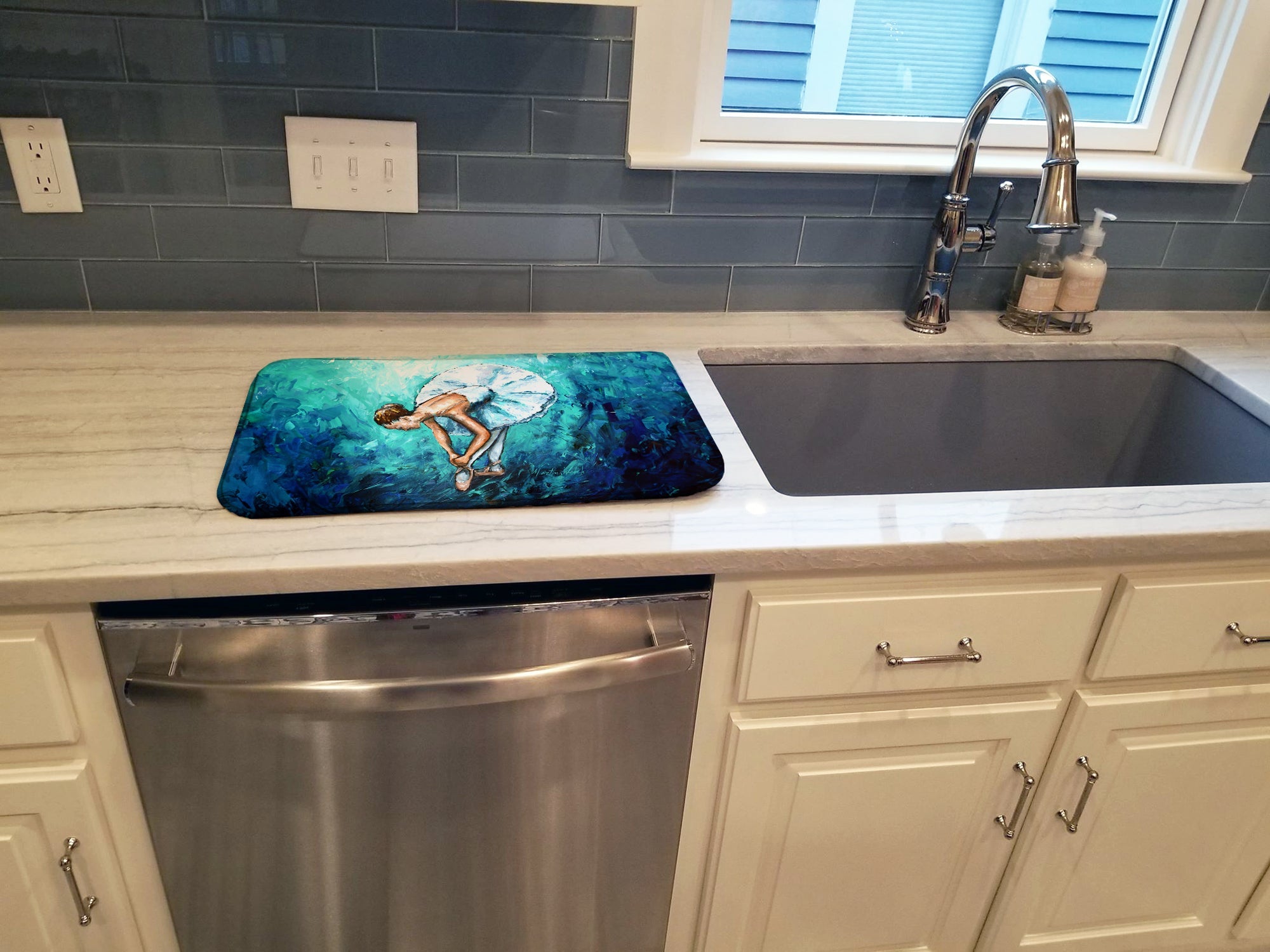 Early Practice Ballet Dish Drying Mat Absorbent Dish Drying Mat Pad for Kitchen Counter Dish Drainer Mat for Countertop, 14 x 21", Multicolor