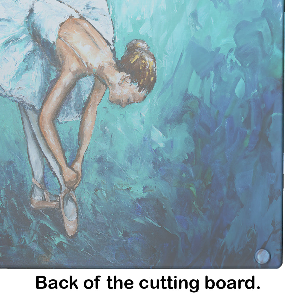 Early Practice Ballet Cutting Board Tempered Glass Kitchen Cutting Surface, Heat Resistant Chopping, Non-Slip Feet, Food Prep & Serving