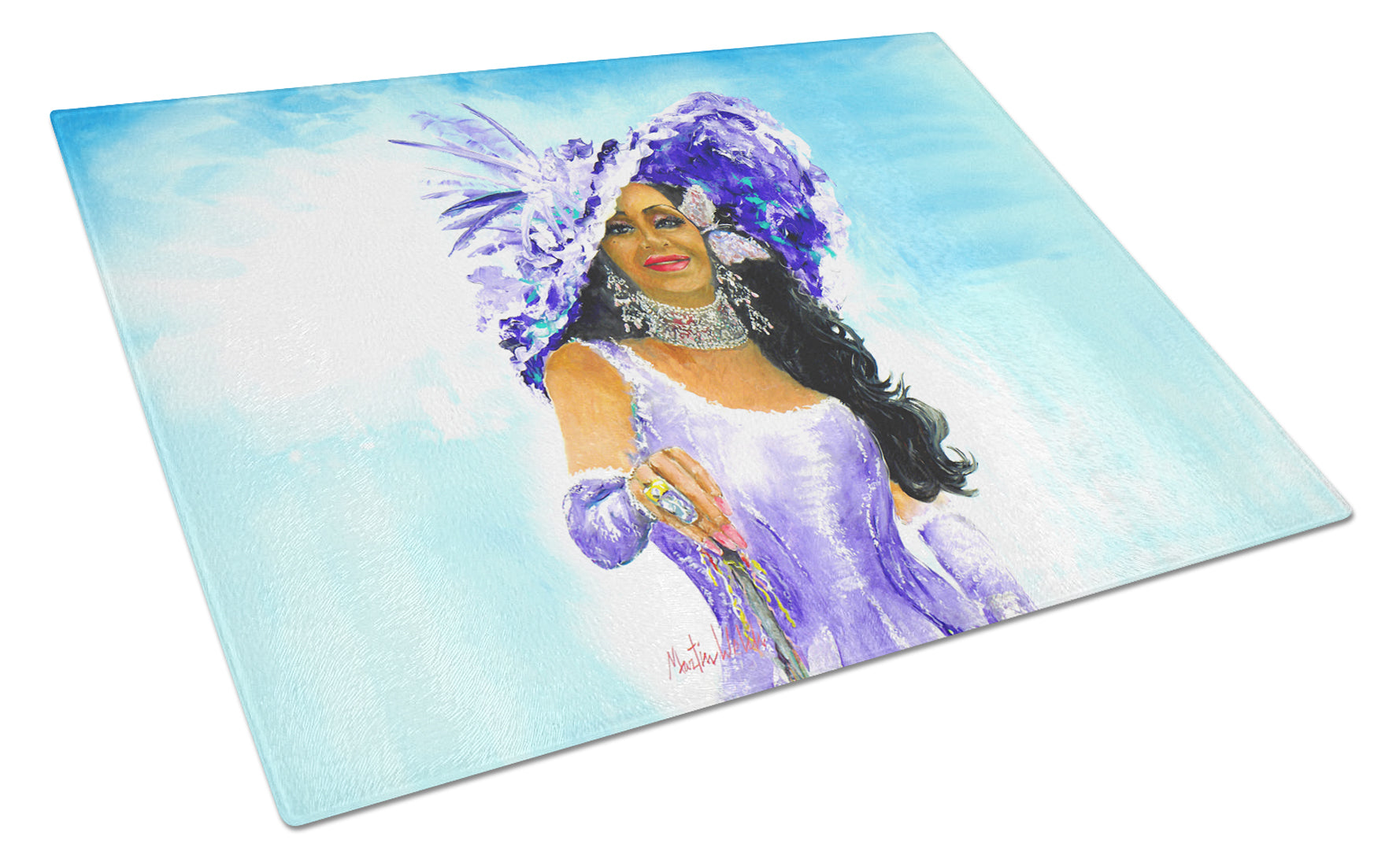 Easter Parade Cutting Board Tempered Glass Kitchen Cutting Surface, Heat Resistant Chopping, Non-Slip Feet, Food Prep & Serving