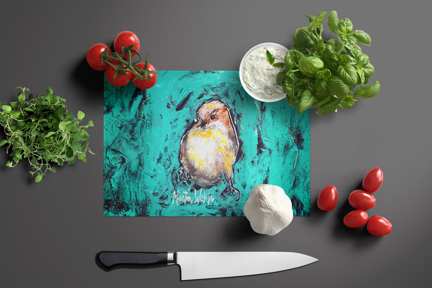 EeewH Bird Cutting Board Tempered Glass Kitchen Cutting Surface, Heat Resistant Chopping, Non-Slip Feet, Food Prep & Serving
