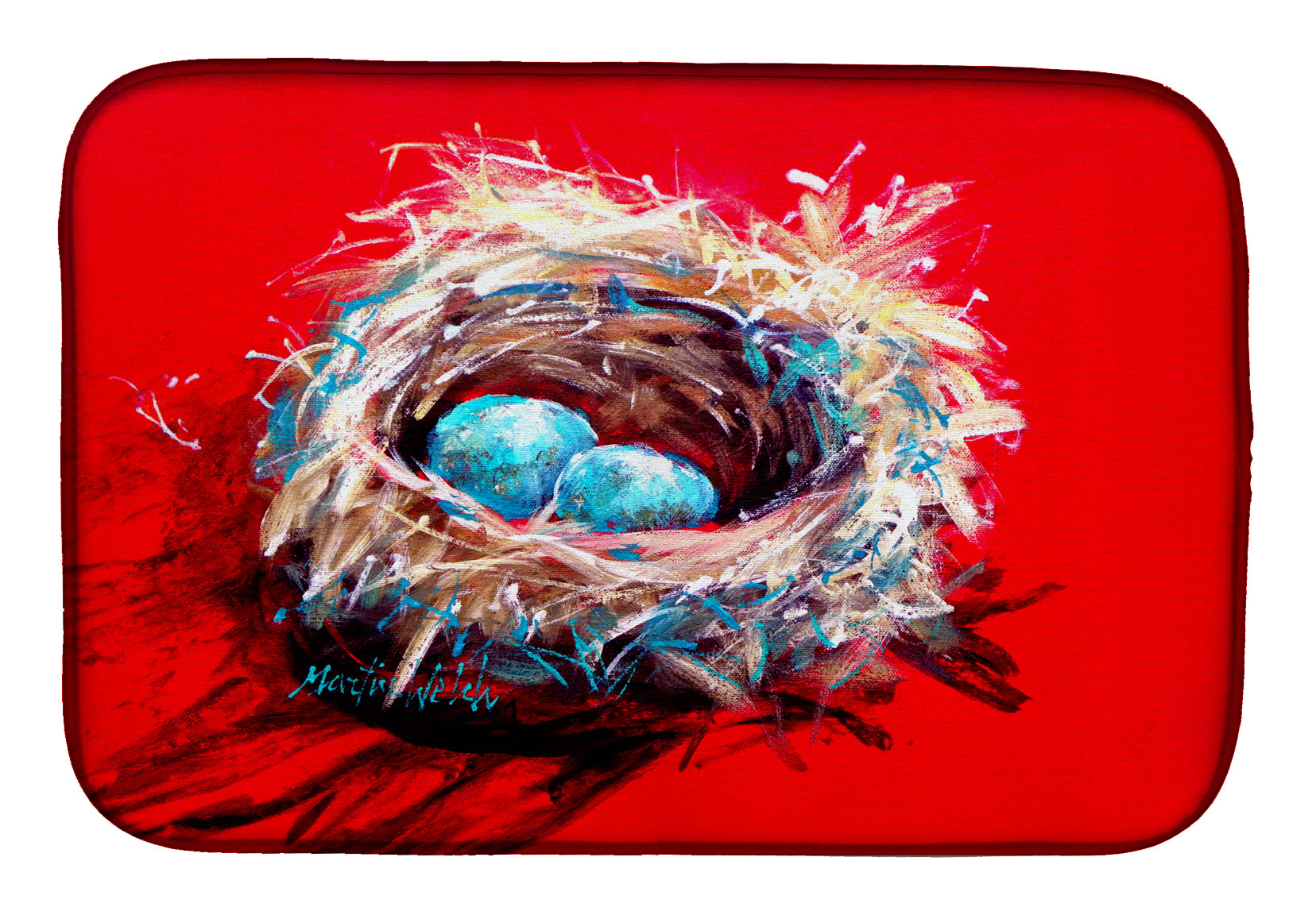 Egg-Stra Special Bird Nest Dish Drying Mat Absorbent Dish Drying Mat Pad for Kitchen Counter Dish Drainer Mat for Countertop, 14 x 21", Multicolor