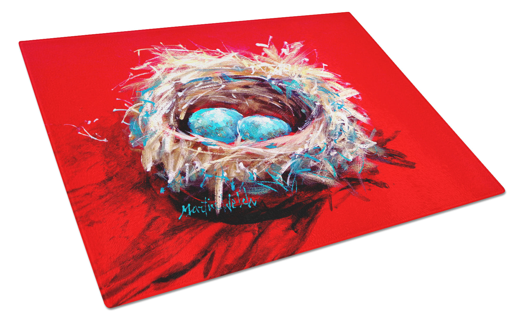 Egg-Stra Special Bird Nest Cutting Board Tempered Glass Kitchen Cutting Surface, Heat Resistant Chopping, Non-Slip Feet, Food Prep & Serving