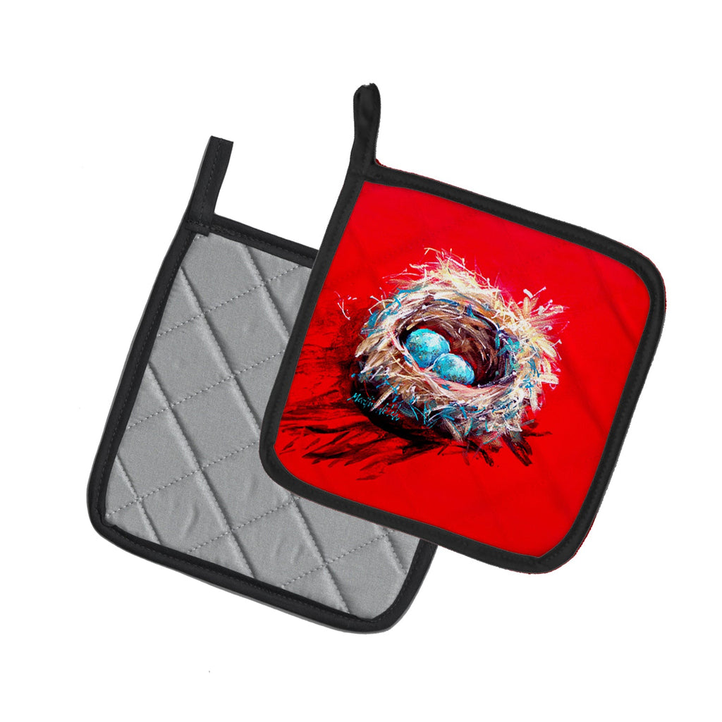 Egg-Stra Special Bird Nest Pot Holder Set of 2 Heat Resistant Quilted Hot Pads 7.5 x 7.5 Inch, Insulated Kitchen Trivets for Cooking & Baking
