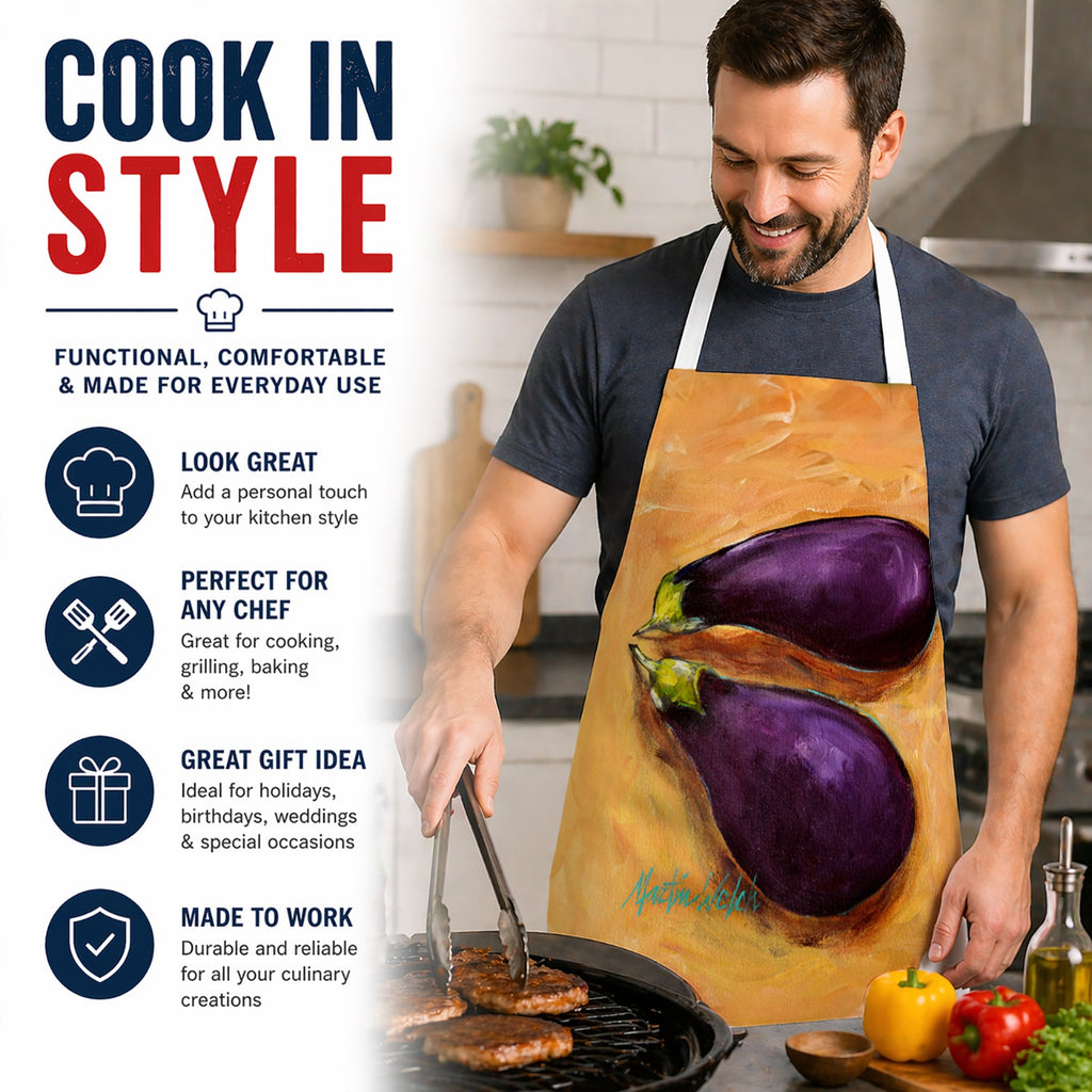 EP II Eggplant Apron Cooking Kitchen Server Baking Crafts Gardening for Adult Women Men, Unisex, Large, Multicolor