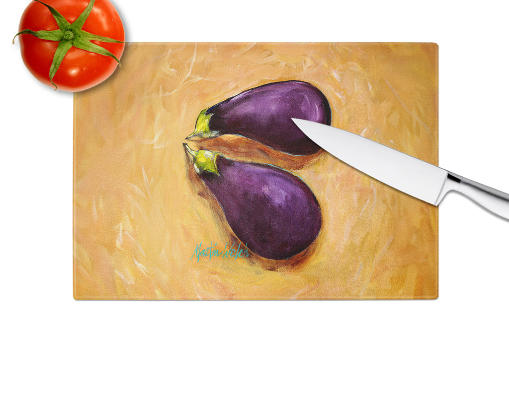 EP II Eggplant Cutting Board Tempered Glass Kitchen Cutting Surface, Heat Resistant Chopping, Non-Slip Feet, Food Prep & Serving