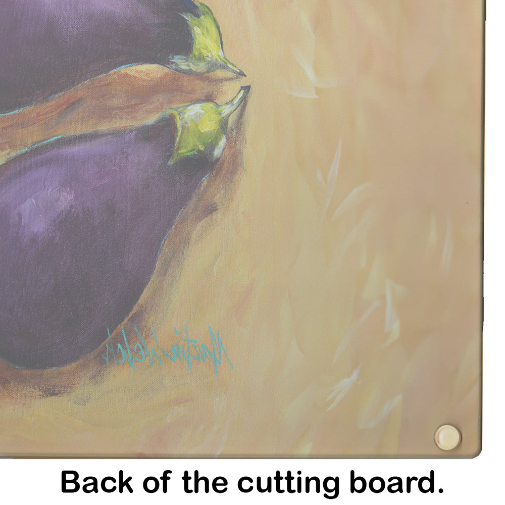 EP II Eggplant Cutting Board Tempered Glass Kitchen Cutting Surface, Heat Resistant Chopping, Non-Slip Feet, Food Prep & Serving
