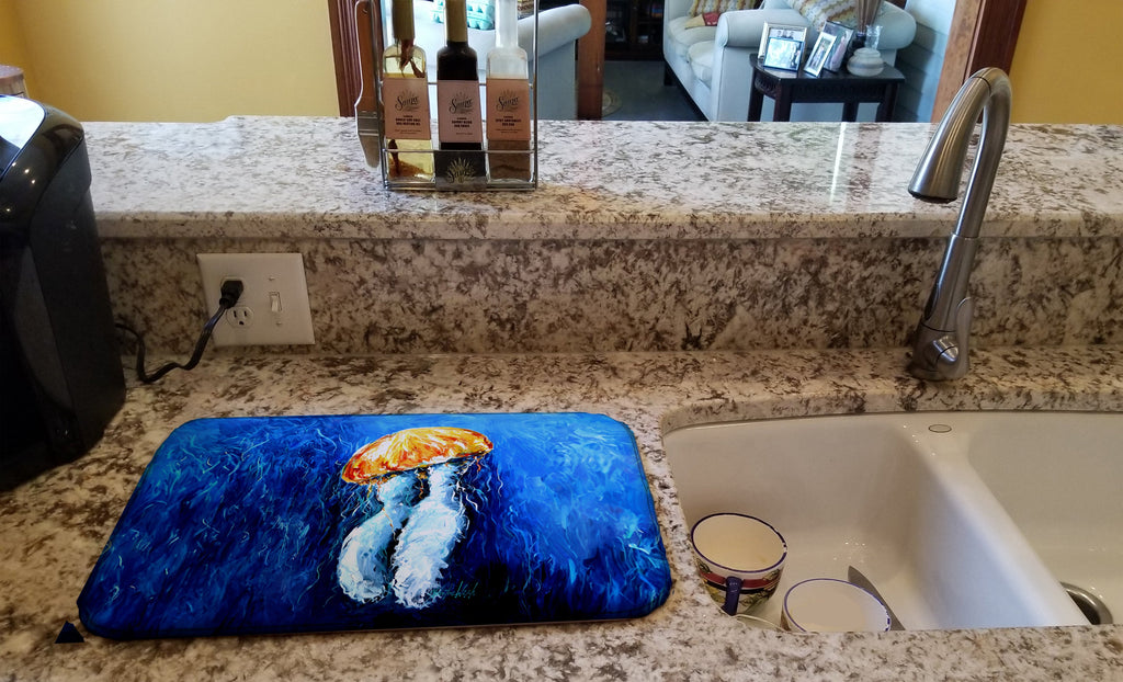 Fanta Sea Jellyfish Dish Drying Mat Absorbent Dish Drying Mat Pad for Kitchen Counter Dish Drainer Mat for Countertop, 14 x 21", Multicolor