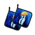 Fanta Sea Jellyfish Pot Holder Set of 2 Heat Resistant Quilted Hot Pads 7.5 x 7.5 Inch, Insulated Kitchen Trivets for Cooking & Baking
