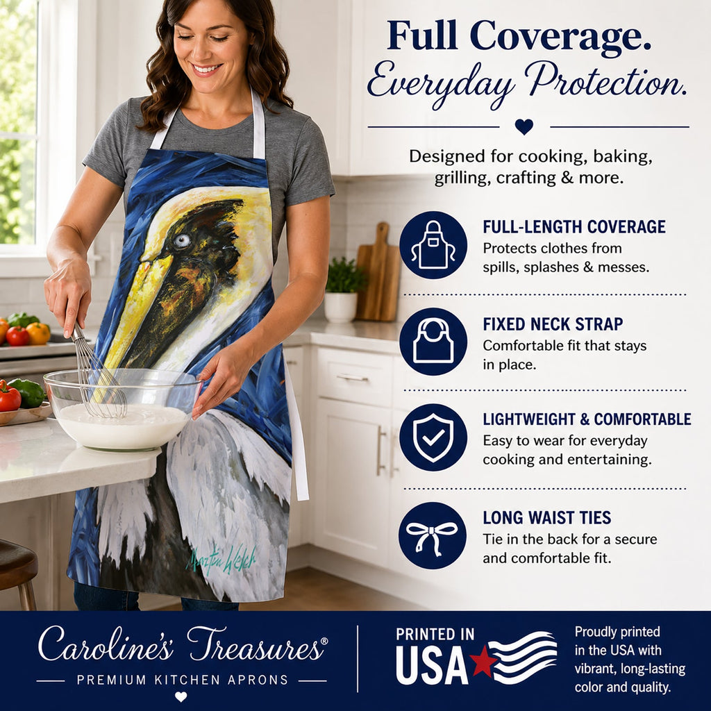 Fierce Pelican Apron Cooking Kitchen Server Baking Crafts Gardening for Adult Women Men, Unisex, Large, Multicolor