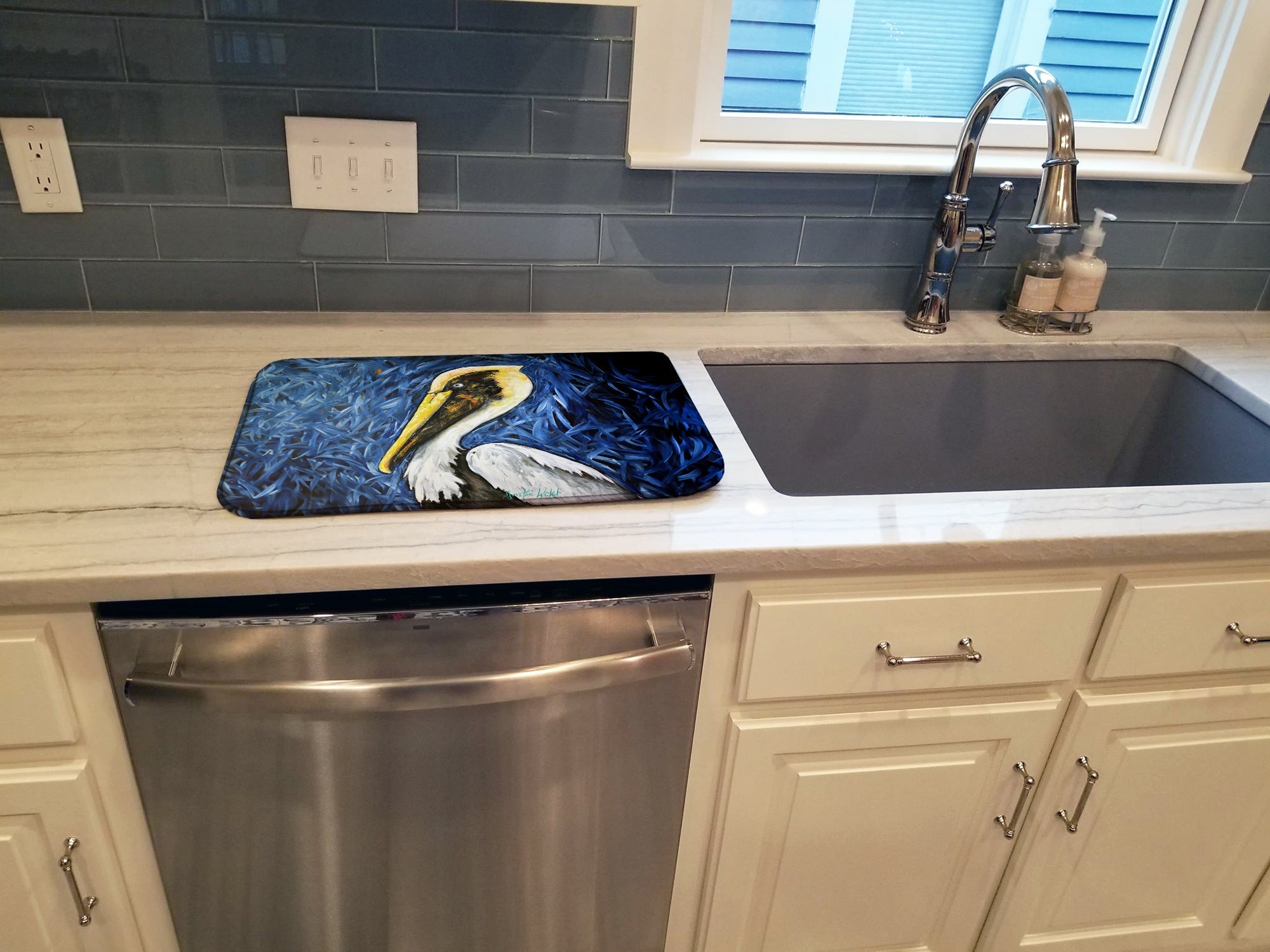Fierce Pelican Dish Drying Mat Absorbent Dish Drying Mat Pad for Kitchen Counter Dish Drainer Mat for Countertop, 14 x 21", Multicolor