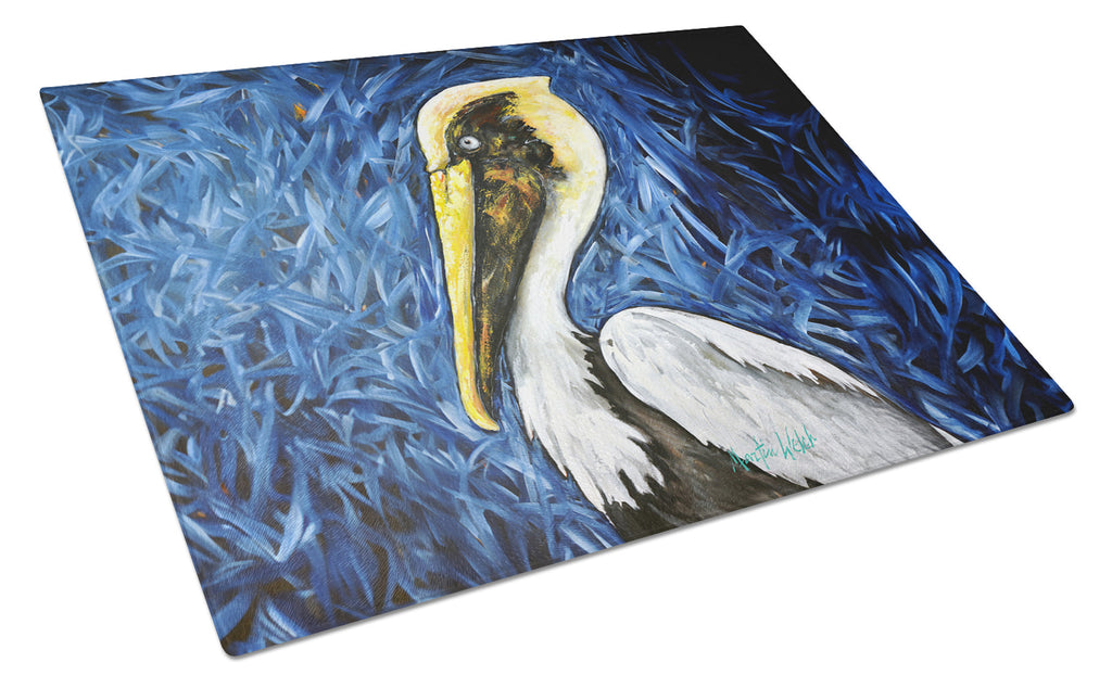 Fierce Pelican Cutting Board Tempered Glass Kitchen Cutting Surface, Heat Resistant Chopping, Non-Slip Feet, Food Prep & Serving