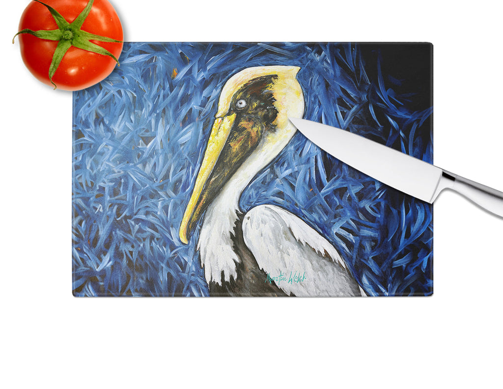Fierce Pelican Cutting Board Tempered Glass Kitchen Cutting Surface, Heat Resistant Chopping, Non-Slip Feet, Food Prep & Serving