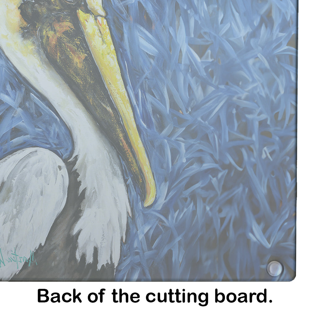 Fierce Pelican Cutting Board Tempered Glass Kitchen Cutting Surface, Heat Resistant Chopping, Non-Slip Feet, Food Prep & Serving