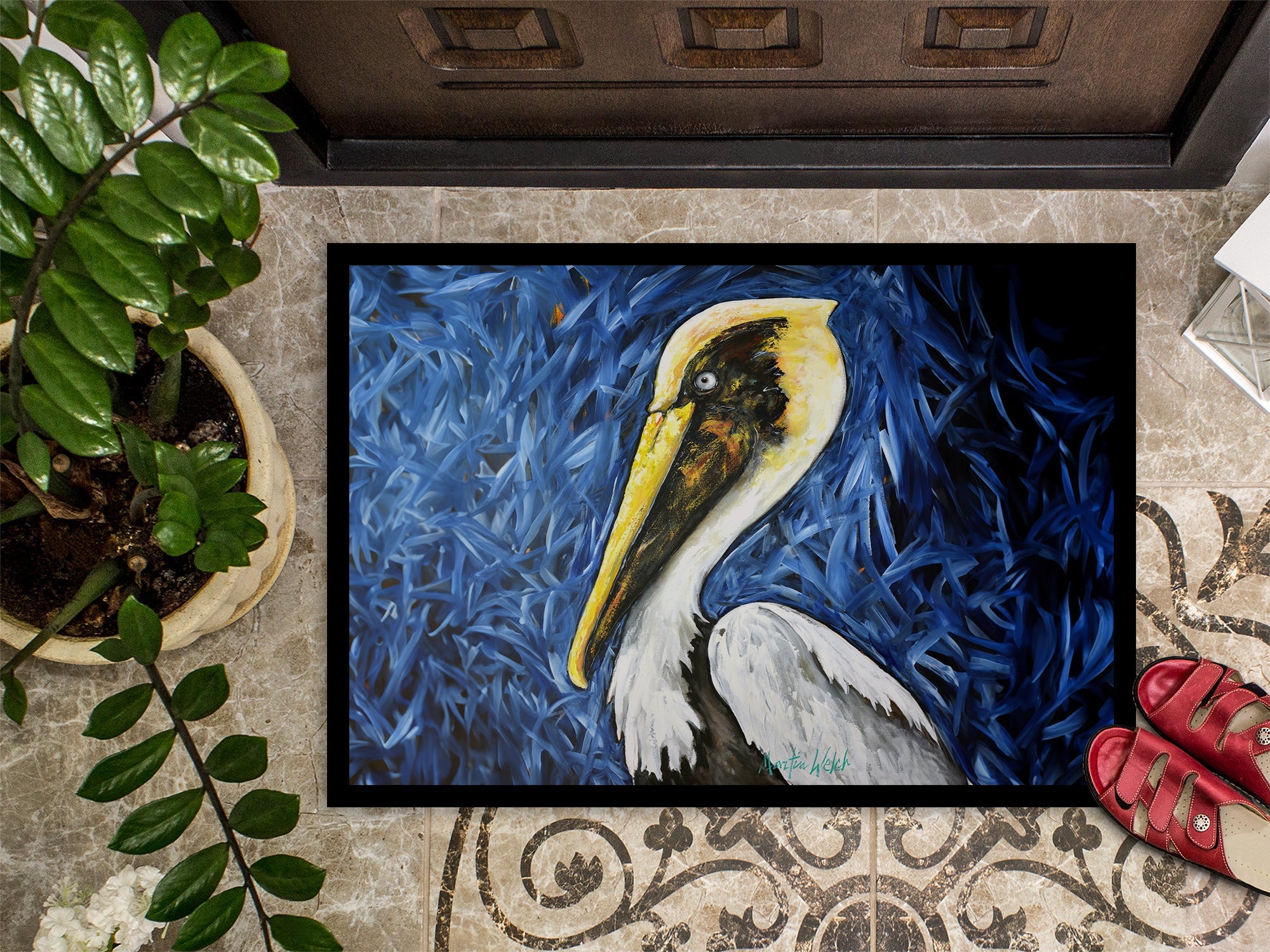 Fierce Pelican Doormat Indoor Outdoor 18H X 27W Front Door Mat Rugs for Entryway, Non Slip Washable