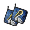 Fierce Pelican Pot Holder Set of 2 Heat Resistant Quilted Hot Pads 7.5 x 7.5 Inch, Insulated Kitchen Trivets for Cooking & Baking