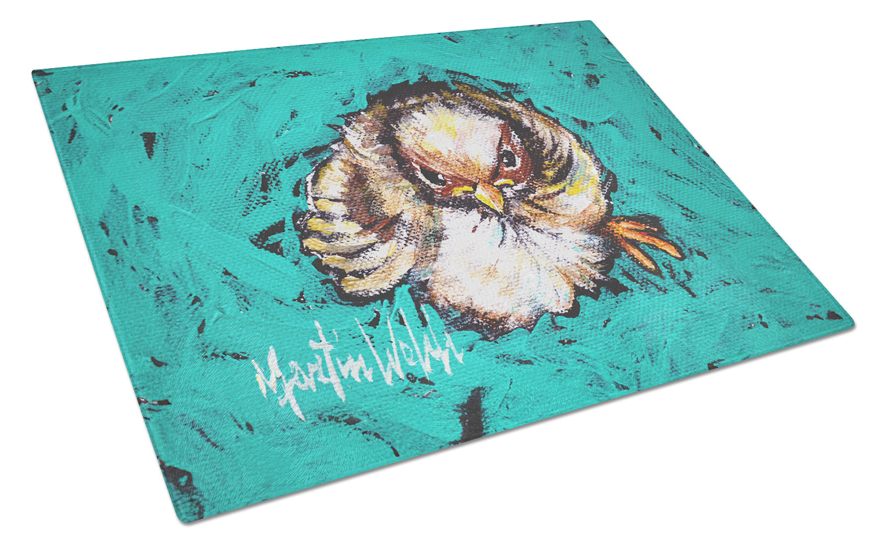 Fiest Chic Bird Cutting Board Tempered Glass Kitchen Cutting Surface, Heat Resistant Chopping, Non-Slip Feet, Food Prep & Serving