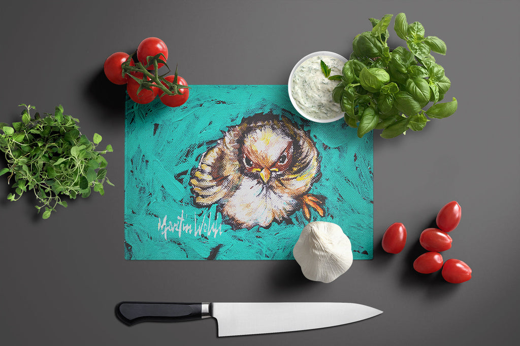 Fiest Chic Bird Cutting Board Tempered Glass Kitchen Cutting Surface, Heat Resistant Chopping, Non-Slip Feet, Food Prep & Serving