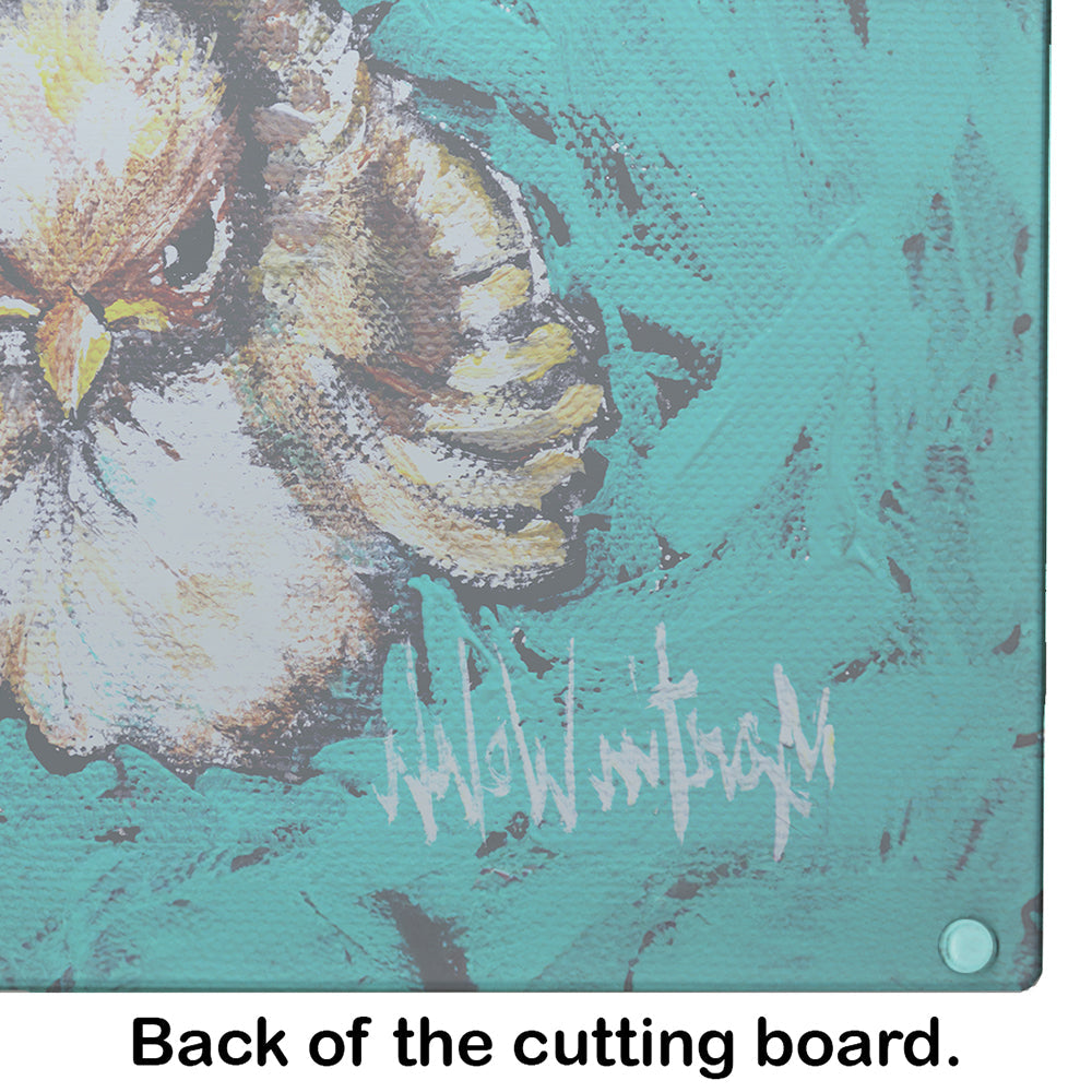 Fiest Chic Bird Cutting Board Tempered Glass Kitchen Cutting Surface, Heat Resistant Chopping, Non-Slip Feet, Food Prep & Serving